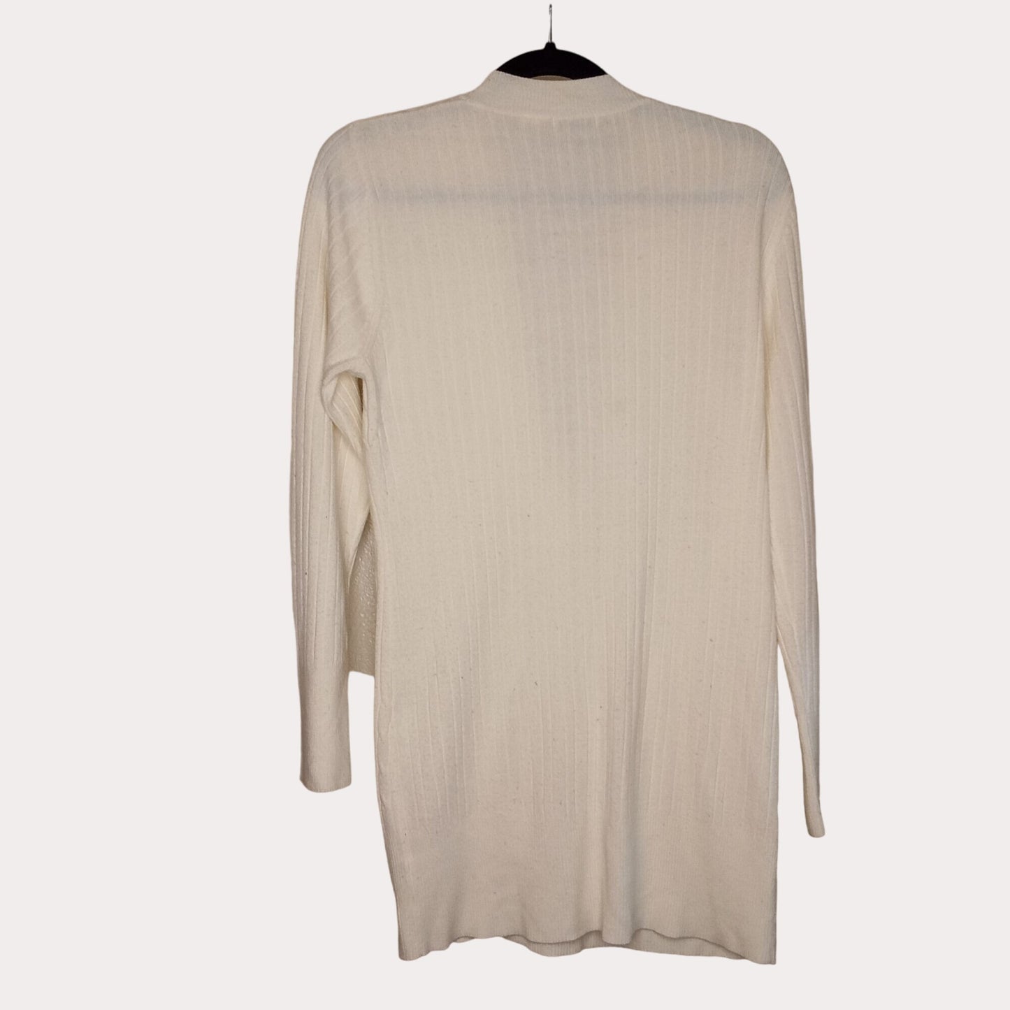 Energie Cardigan Off-white Shellwhite deep neck ribbed long sleeve sweater women L